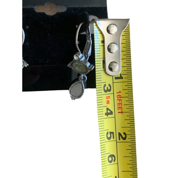 🍒 2/$20 Dangling Multidirectional Oval Earrings with Opalescent and Rhinestones - Picture 3 of 4